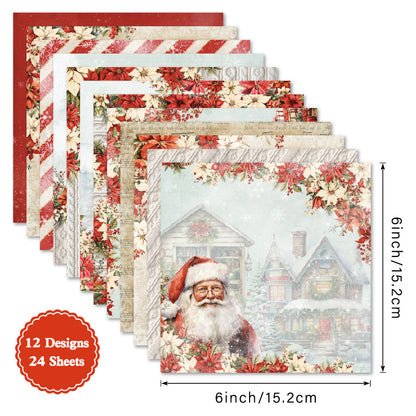24PCS 6" Wintry Scrapbook Paper & Cardstock