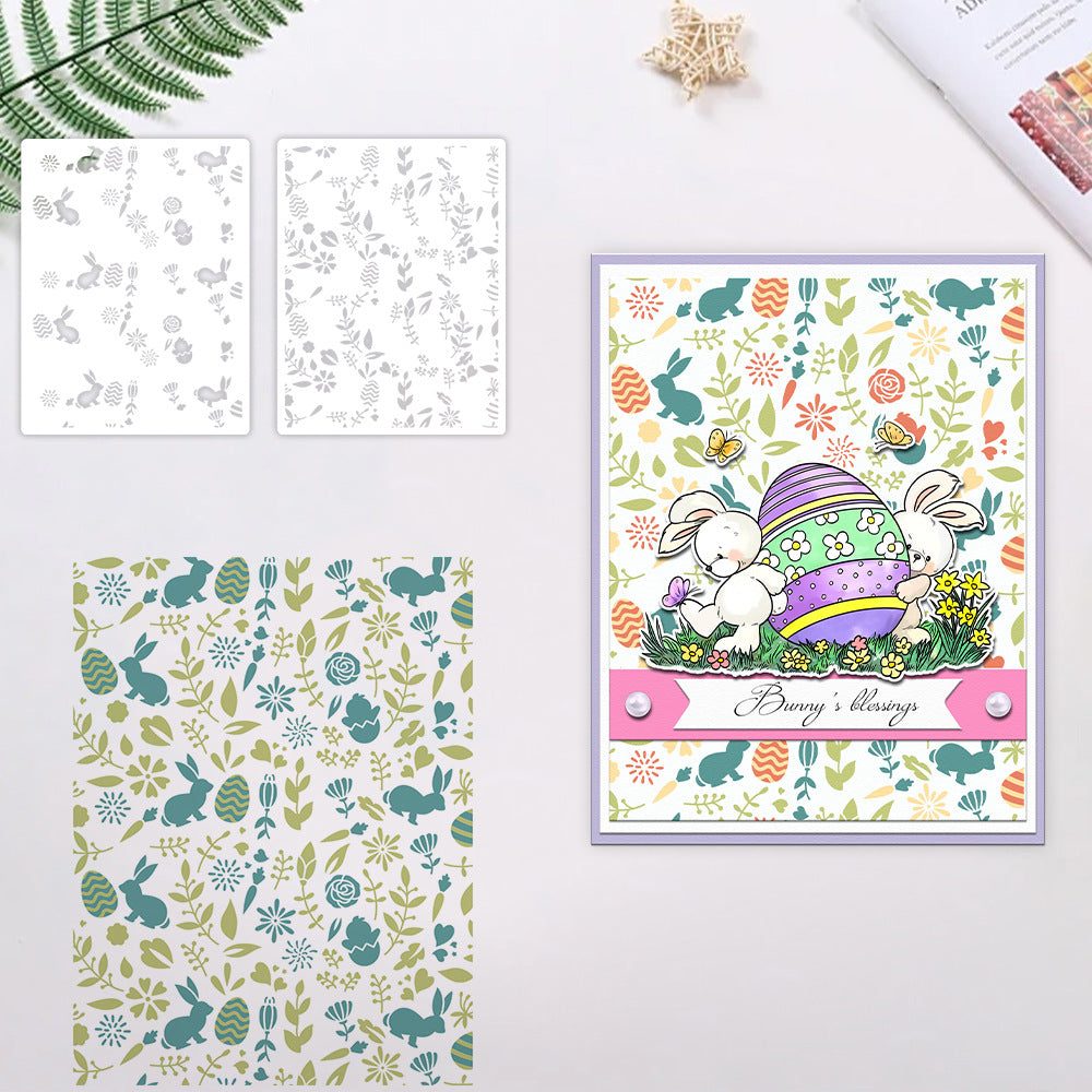 2 PCS Easter Theme Pattern DIY Painting Hollow Stencil