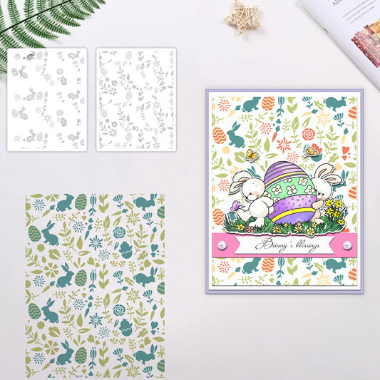 2 PCS Easter Theme Pattern DIY Painting Hollow Stencil