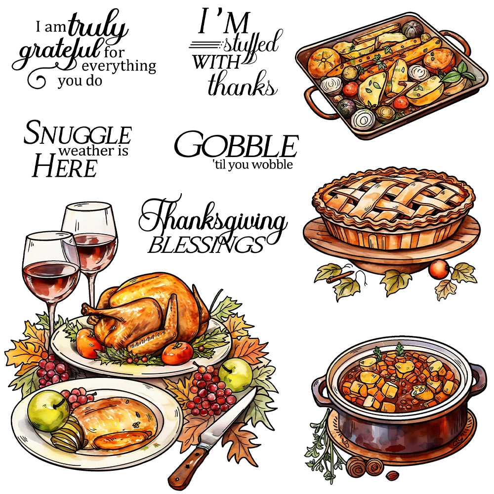 Thanksgiving Turkey Red Wine Dies & Stamps Set