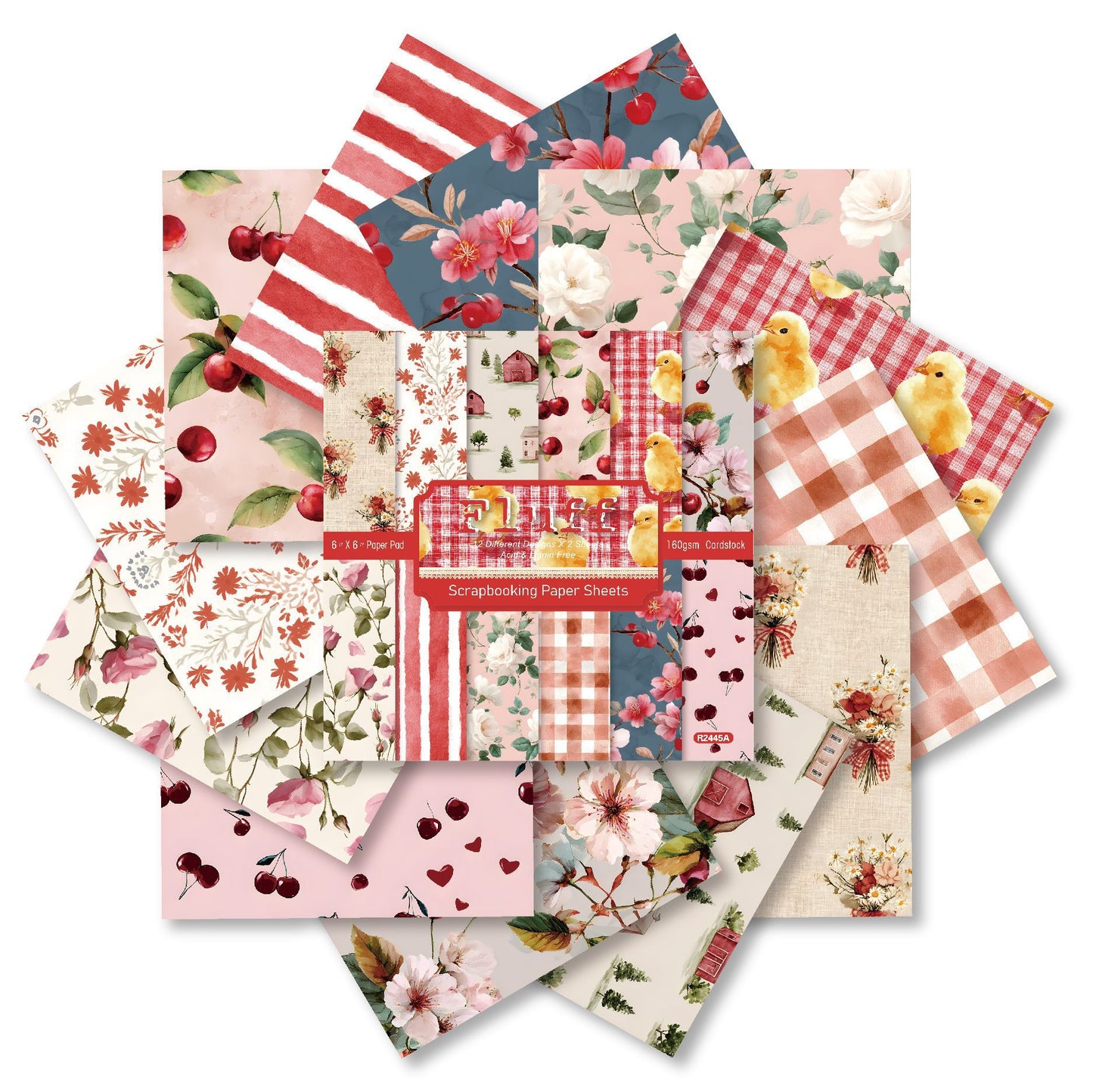 24PCS 6" Fluff Scrapbook Paper & Cardstock