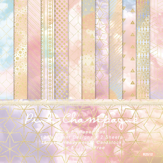 24PCS 6" Pink Champagne Scrapbook Paper & Cardstock