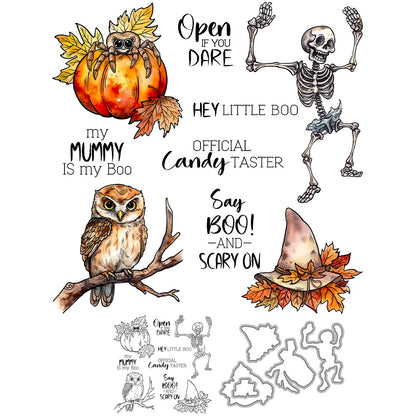 Halloween Skull Pumpkin Dies & Stamps Set
