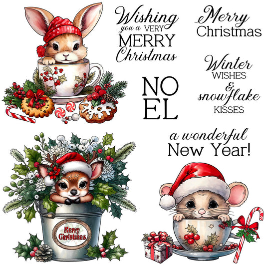 Christmas Animal Mugs Clear Stamps