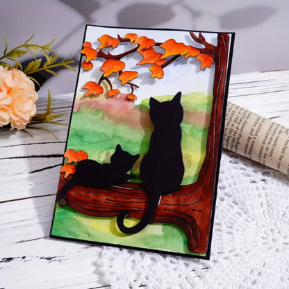 Two Little Kittens in the Tree Metal Cutting Dies