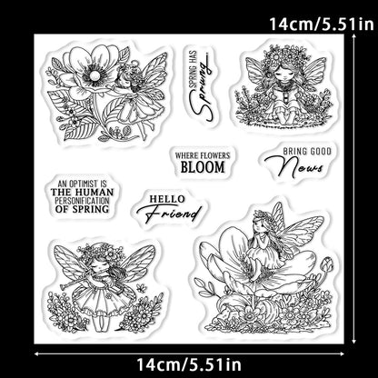 Spring Flower Elves Clear Stamps