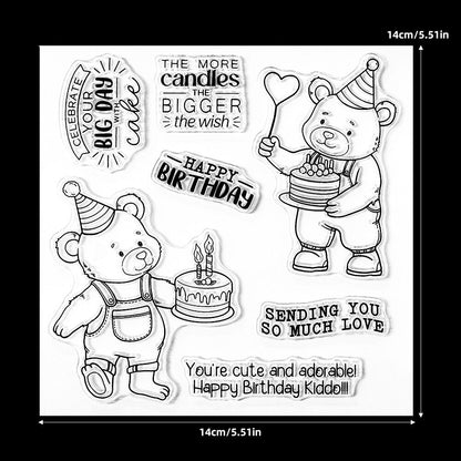 Cute Bear Celebrating Birthday Dies & Stamps Set