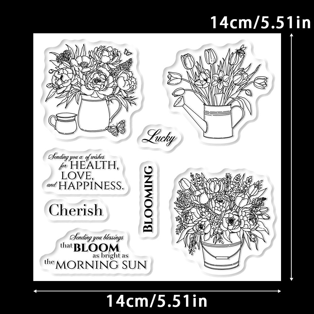 Vase Flowers Clear Stamps
