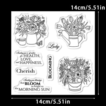 Vase Flowers Clear Stamps