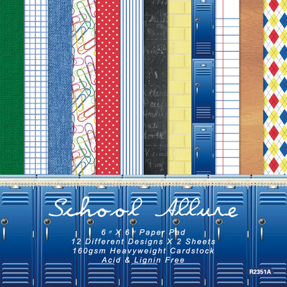 24PCS 6" School Allure Scrapbook Paper & Cardstock