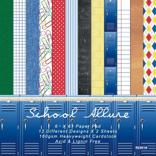 24PCS 6" School Allure Scrapbook Paper & Cardstock