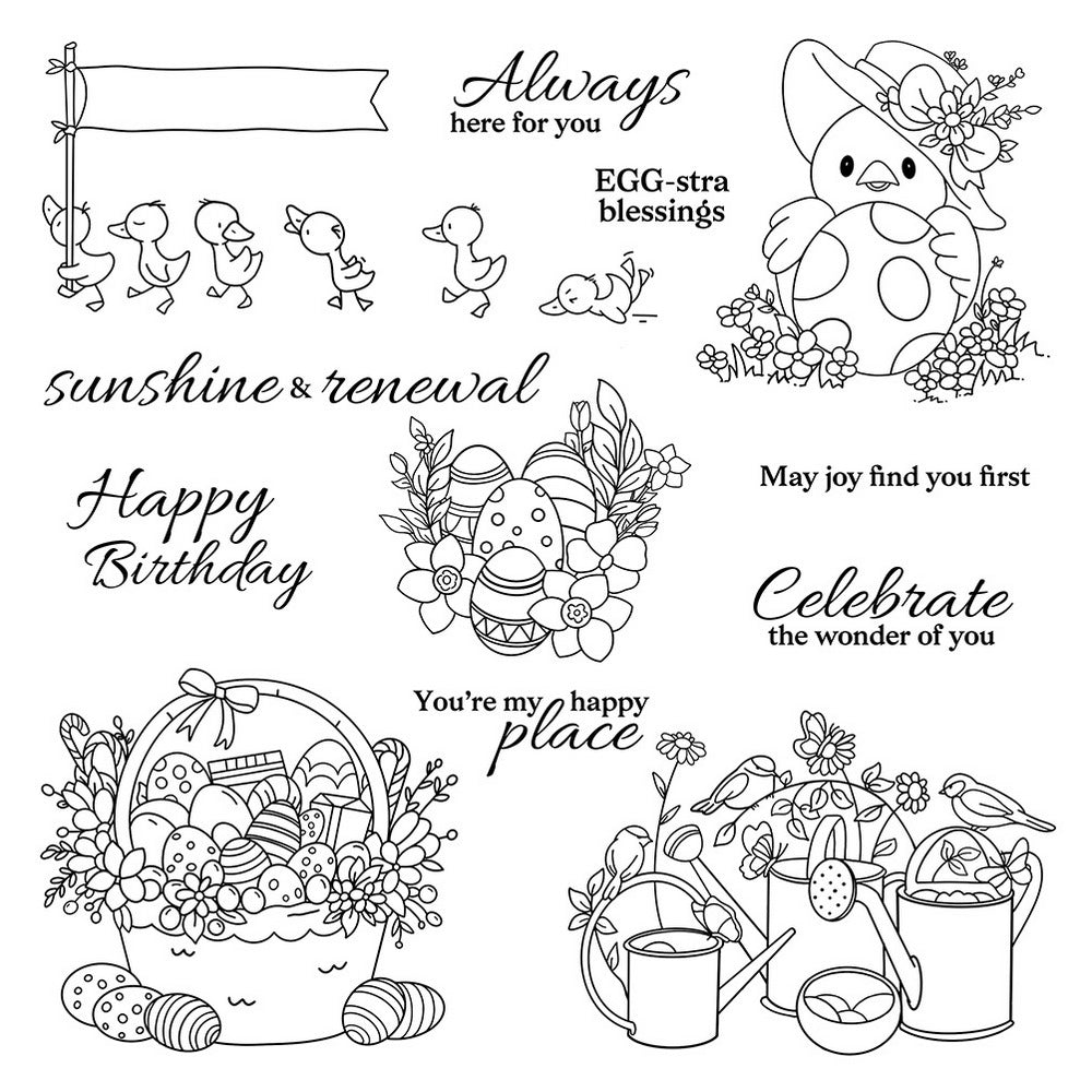 Easter Eggs and Ducklings Clear Stamps