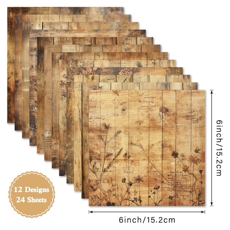 24PCS 6" Timber Florals Scrapbook Paper & Cardstock