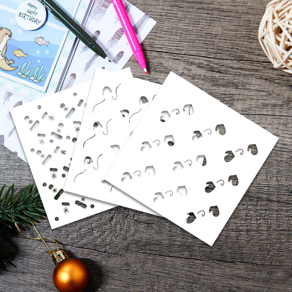 3 PCS Hats and Gloves Pattern DIY Painting Hollow Stencil