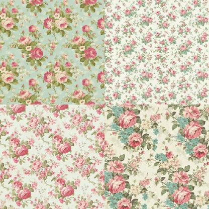 24PCS 6" Floral Print Scrapbook Paper & Cardstock