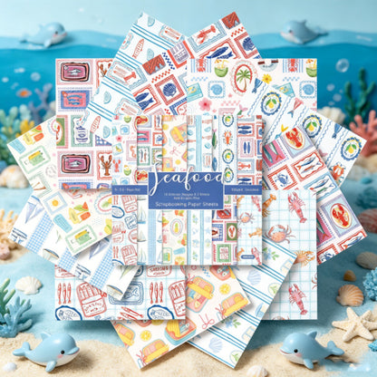24PCS 6" Seafood Scrapbook Paper & Cardstock