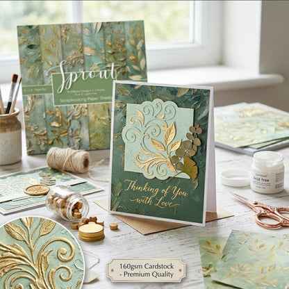 24PCS 6" Gold Leaf Scrapbook Paper & Cardstock