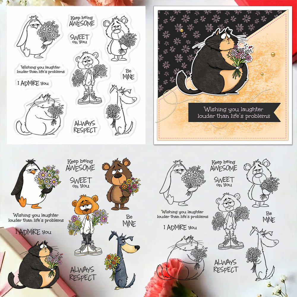 Animals Holding Bouquets Clear Stamps