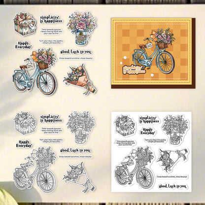 Flower Bicycle Clear Stamps