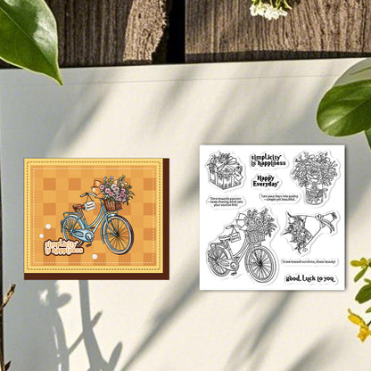 Flower Bicycle Clear Stamps