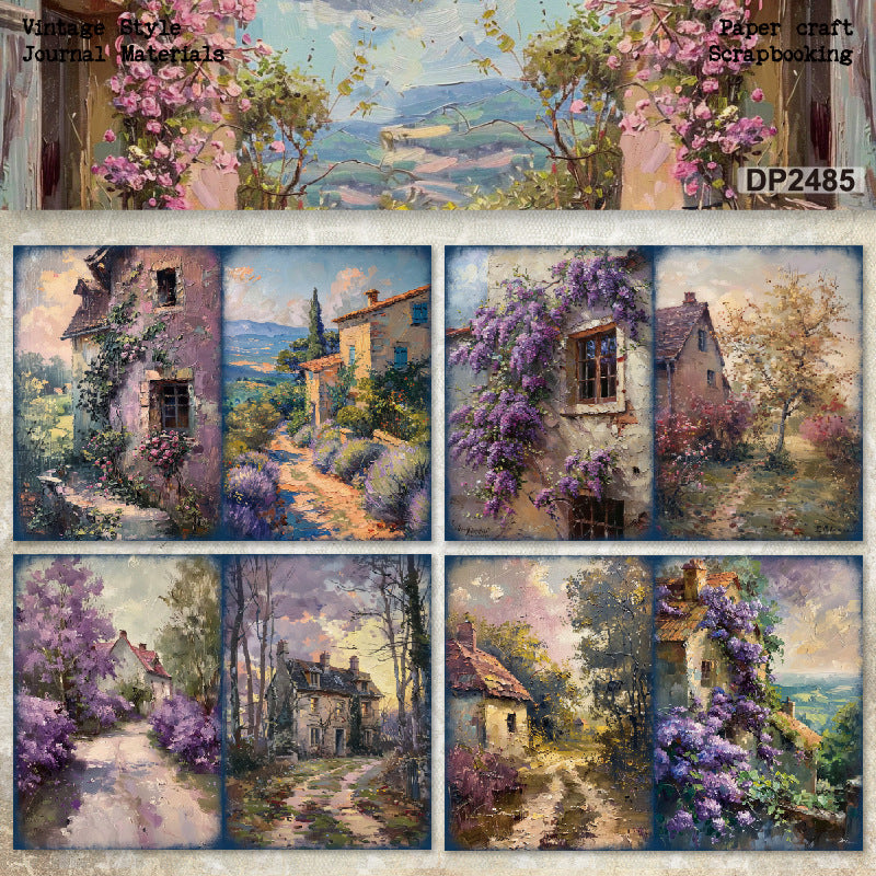 A5 Purple Rose Garden Scrapbook Paper