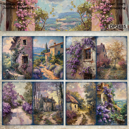 A5 Purple Rose Garden Scrapbook Paper
