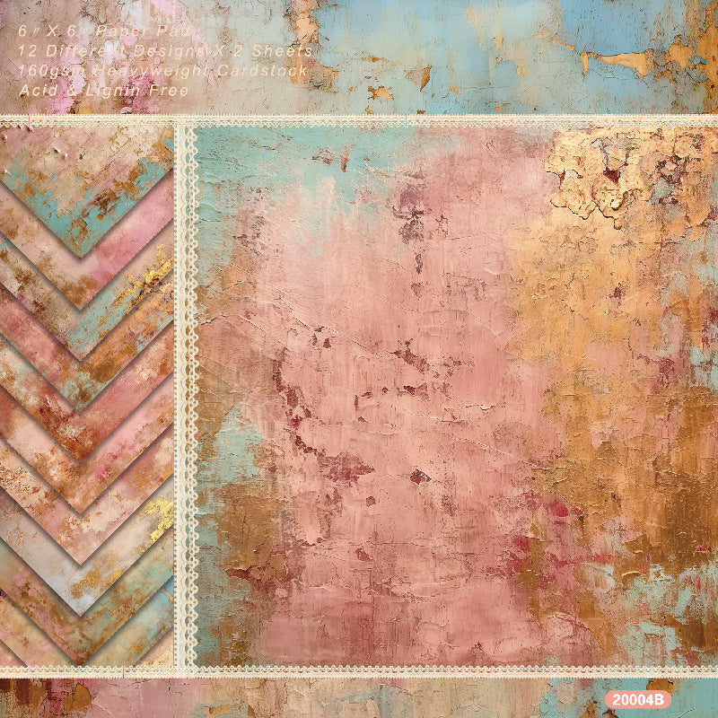 24PCS 6" Antique Gold Scrapbook Paper & Cardstock