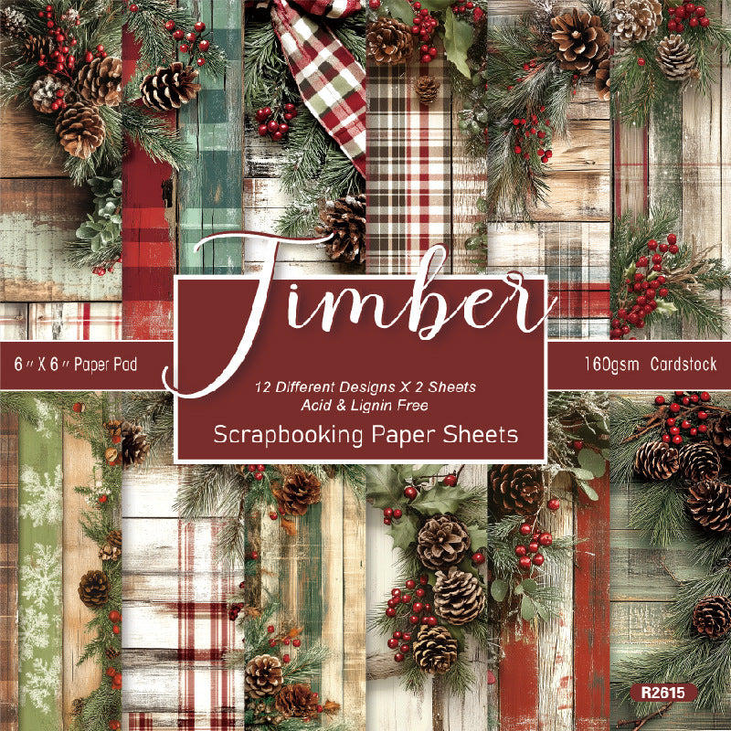 24PCS 6" Timber Scrapbook Paper & Cardstock