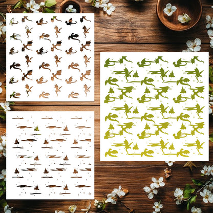 2 PCS Pterosaur Pattern DIY Painting Hollow Stencil