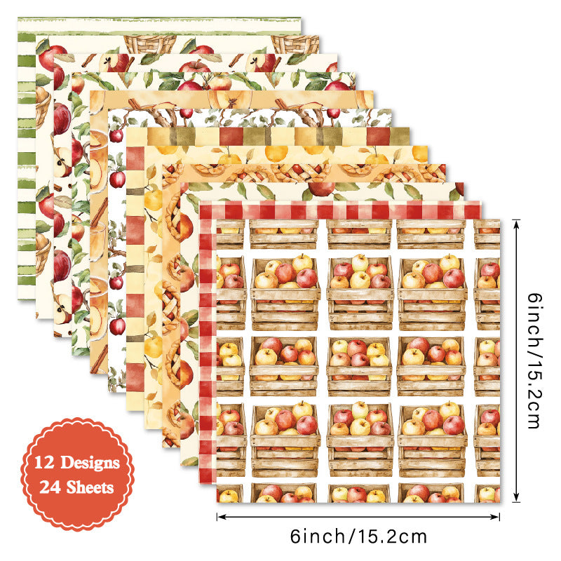 24PCS 6" Basket Scrapbook Paper & Cardstock