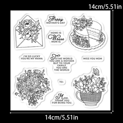 Happy Mother's Day Flowers Cakes Clear Stamps