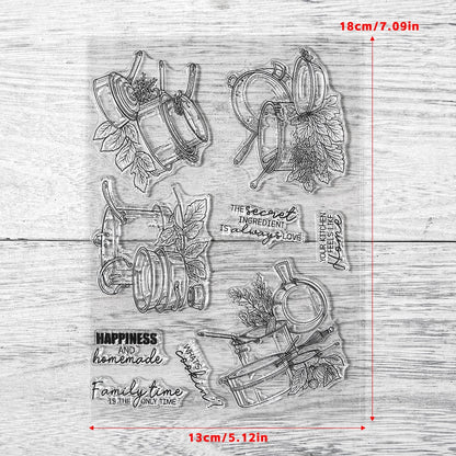 Retro Kitchen Cooking Pot Clear Stamps