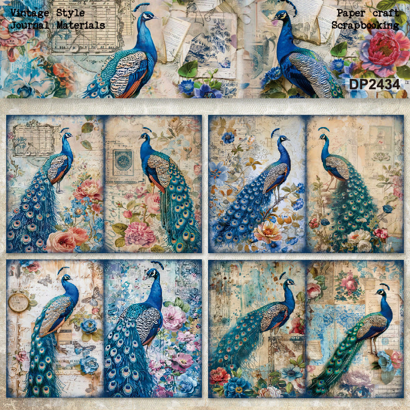 A5 Beautiful Peacock DIY Scrapbook Paper