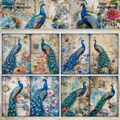 A5 Beautiful Peacock DIY Scrapbook Paper