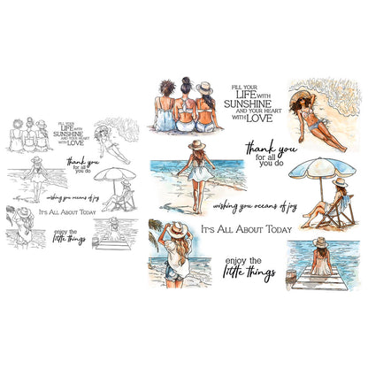 Summer Beach Girl Clear Stamps