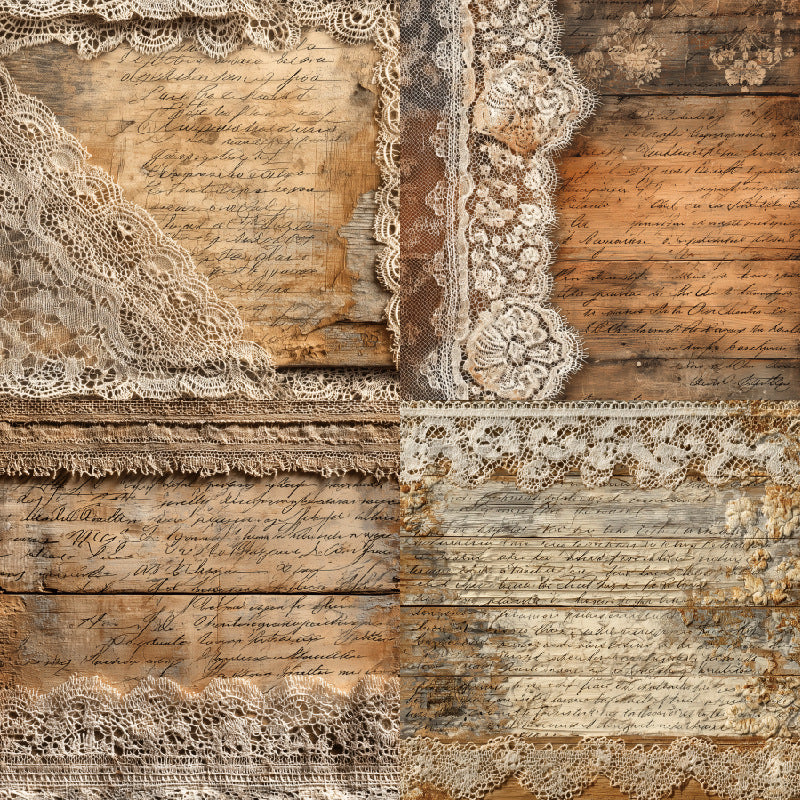 24PCS 6" Vintage Lace Scrapbook Paper & Cardstock