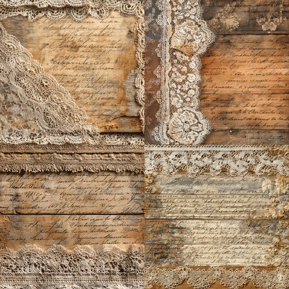 24PCS 6" Vintage Lace Scrapbook Paper & Cardstock