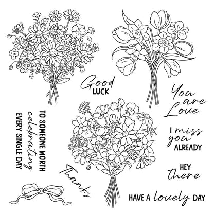 Three Bouquets Clear Stamps