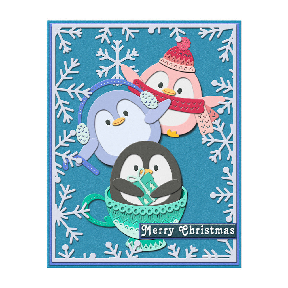 Winter Cartoon Penguins Metal Cutting Dies