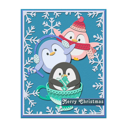 Winter Cartoon Penguins Metal Cutting Dies