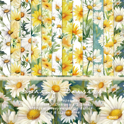 24PCS 6" Spring Daisies Scrapbook Paper & Cardstock