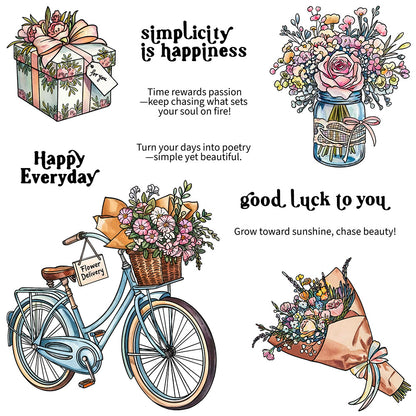 Flower Bicycle Clear Stamps