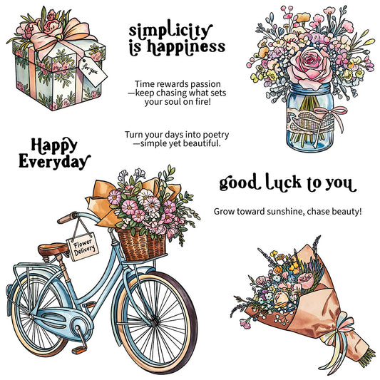 Flower Bicycle Clear Stamps