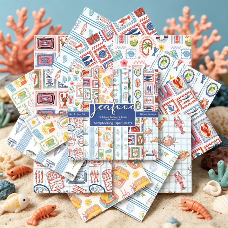 24PCS 6" Seafood Scrapbook Paper & Cardstock