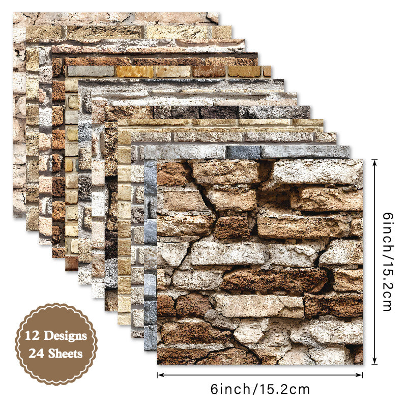 24PCS 6" Stone Wall Scrapbook Paper & Cardstock