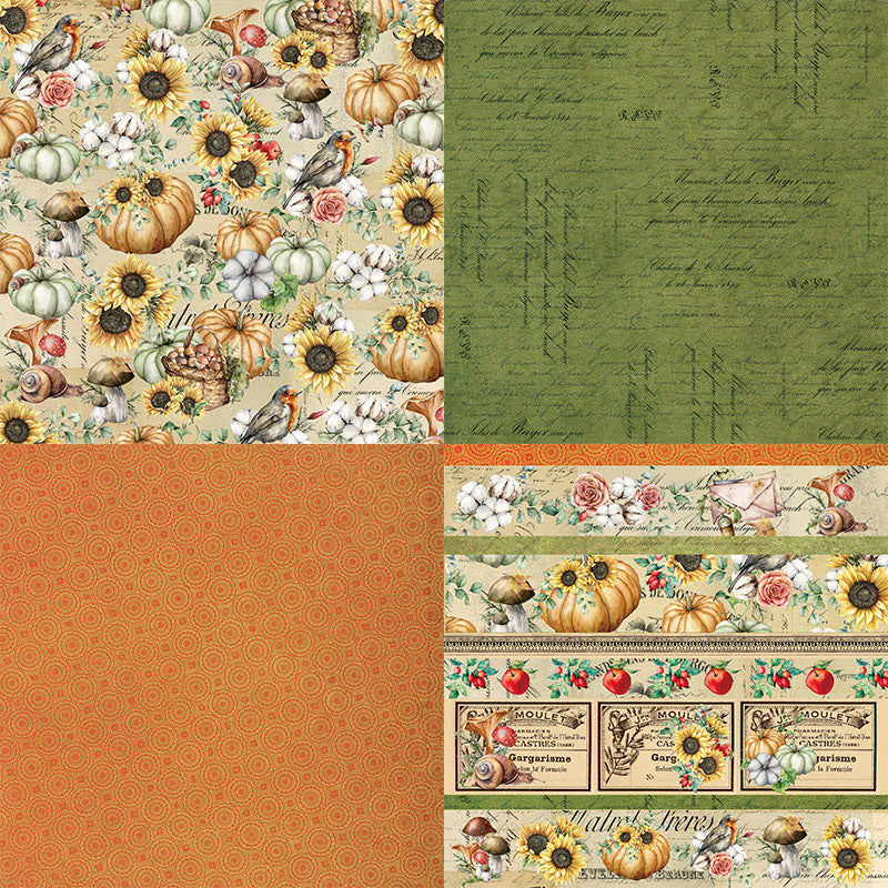 24PCS 6" Pumpkin Sunflower Scrapbook Paper & Cardstock