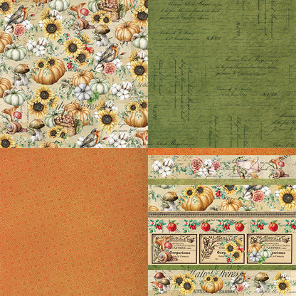 24PCS 6" Pumpkin Sunflower Scrapbook Paper & Cardstock