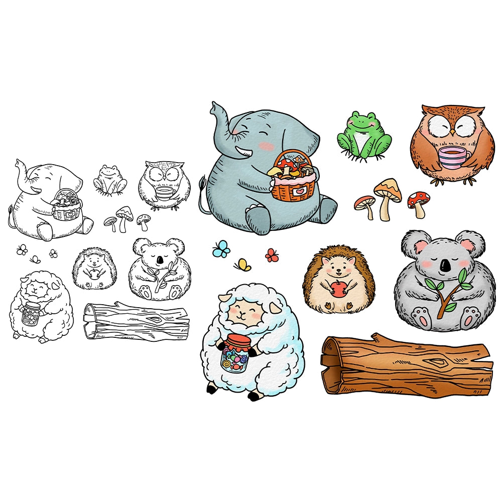 Cute Forest Animals Dies & Stamps Set