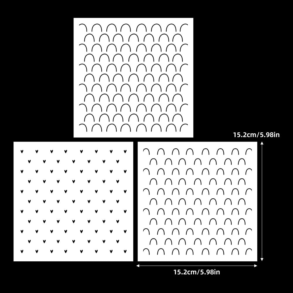3 PCS Rainbow Pattern DIY Painting Hollow Stencil