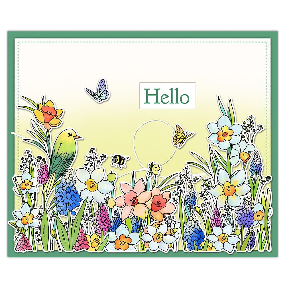 Two Groups of Flower Bushes Dies & Stamps Set